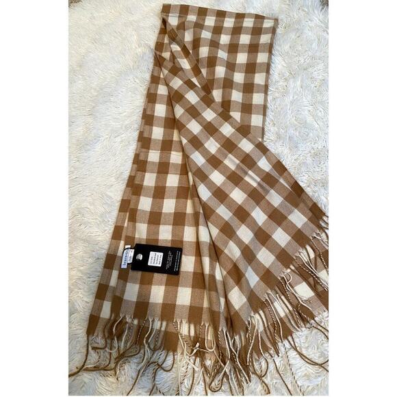 Brave + True Woodlands Tan & White Plaid Scarf - Size OS (NWT) - Picture 1 of 4